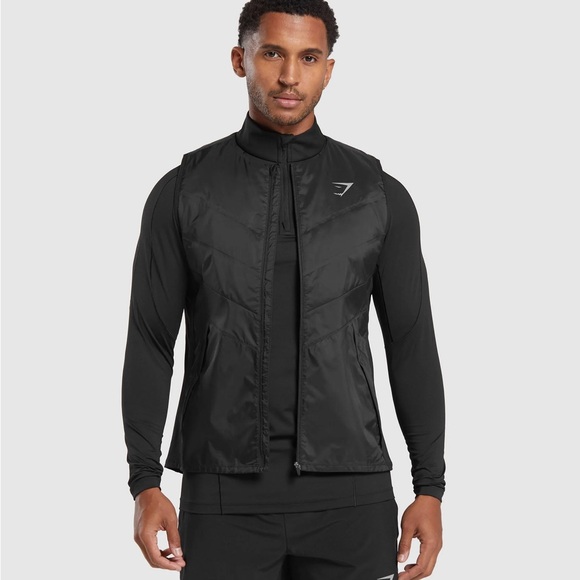 Gymshark Vest Mens Size Large Black Lightweight Speed Gilet Athleisure Slim Fit - Picture 1 of 15
